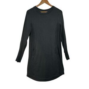 Athleta Sweatshirt Black Dress Size Medium TALL Tencel Blend Zip Pockets